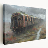 Large canvas print of a derelict building in muted earth tones, suitable for kitchen wall art.