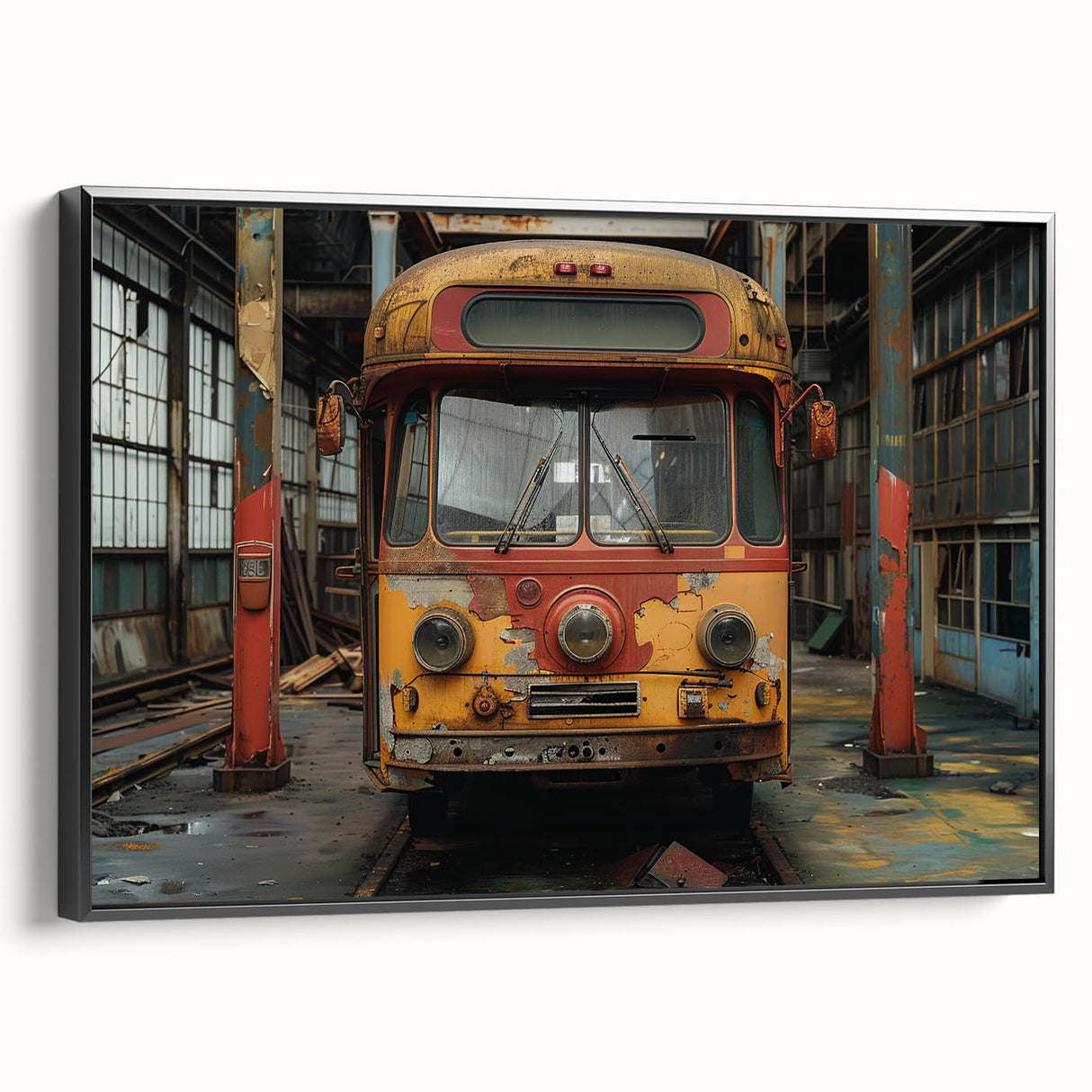 Extra large framed canvas featuring a textured, colorful abstract design on black background, ideal for living room decor.