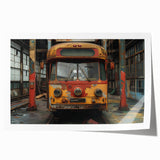 Extra large rolled print featuring a derelict architectural design in muted earth tones, ideal for art wall dining room.