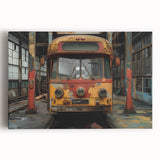 Large black and white photograph of a derelict building on stretched canvas, suitable for kitchen wall art.