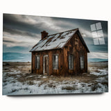 Large abstract wall art in muted gray and blue tones on acrylic glass, suitable for bedroom or dining room decor.