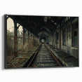 Black and white landscape art painting featuring a vintage poster design on framed canvas, ideal for bedroom decor.