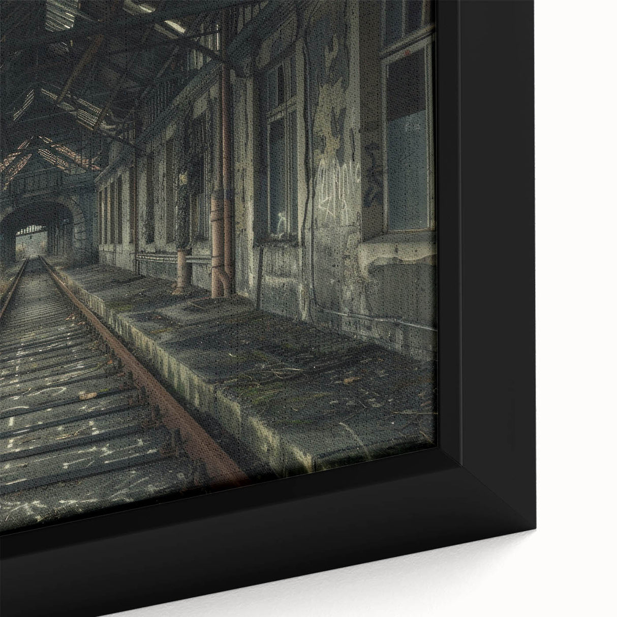 Extra large framed canvas featuring textured, colorful abstract design on a black background, ideal for living room decor.