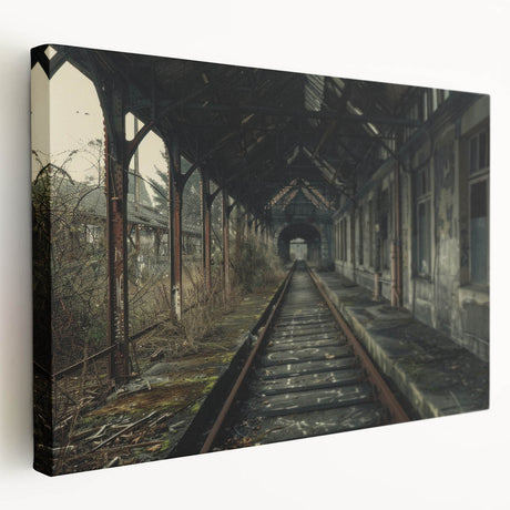Large art depicting an abstract cityscape in muted gray and blue tones on stretched canvas, suitable for kitchen wall art.