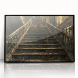 Large abstract wall art in black and gray tones, acrylic print in a black frame, suitable for modern living room decor.