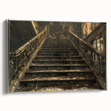 Framed canvas of a vintage black landscape art painting with colorful accents, ideal for office decor.