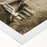 Art deco poster featuring a geometric pattern in muted gold and navy, printed on rolled canvas.