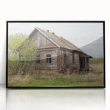 Large abstract wall art featuring geometric shapes in muted gray and blue, framed acrylic, ideal for modern office decor.