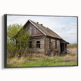Black and white framed canvas featuring a vintage landscape art painting, ideal for bedroom wall decor.