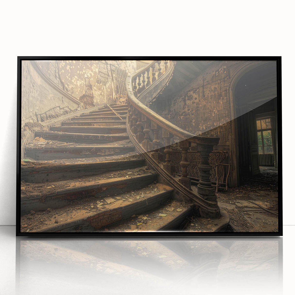 Large abstract wall art featuring black and gray tones on framed acrylic, ideal for modern living room decor.