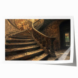 Extra large rolled print of a derelict building in muted gray tones, suitable for art wall dining room.