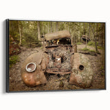 Black and white framed canvas featuring a vintage-style landscape painting, ideal for bedroom wall decor.