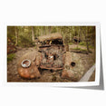 Extra large rolled print featuring a derelict building in muted gray tones, ideal for art wall dining room.