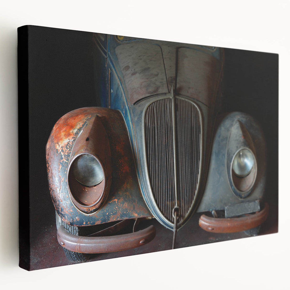 Large canvas print of a derelict building in muted gray tones, suitable for kitchen wall art.