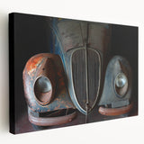 Large canvas print of a derelict building in muted gray tones, suitable for kitchen wall art.