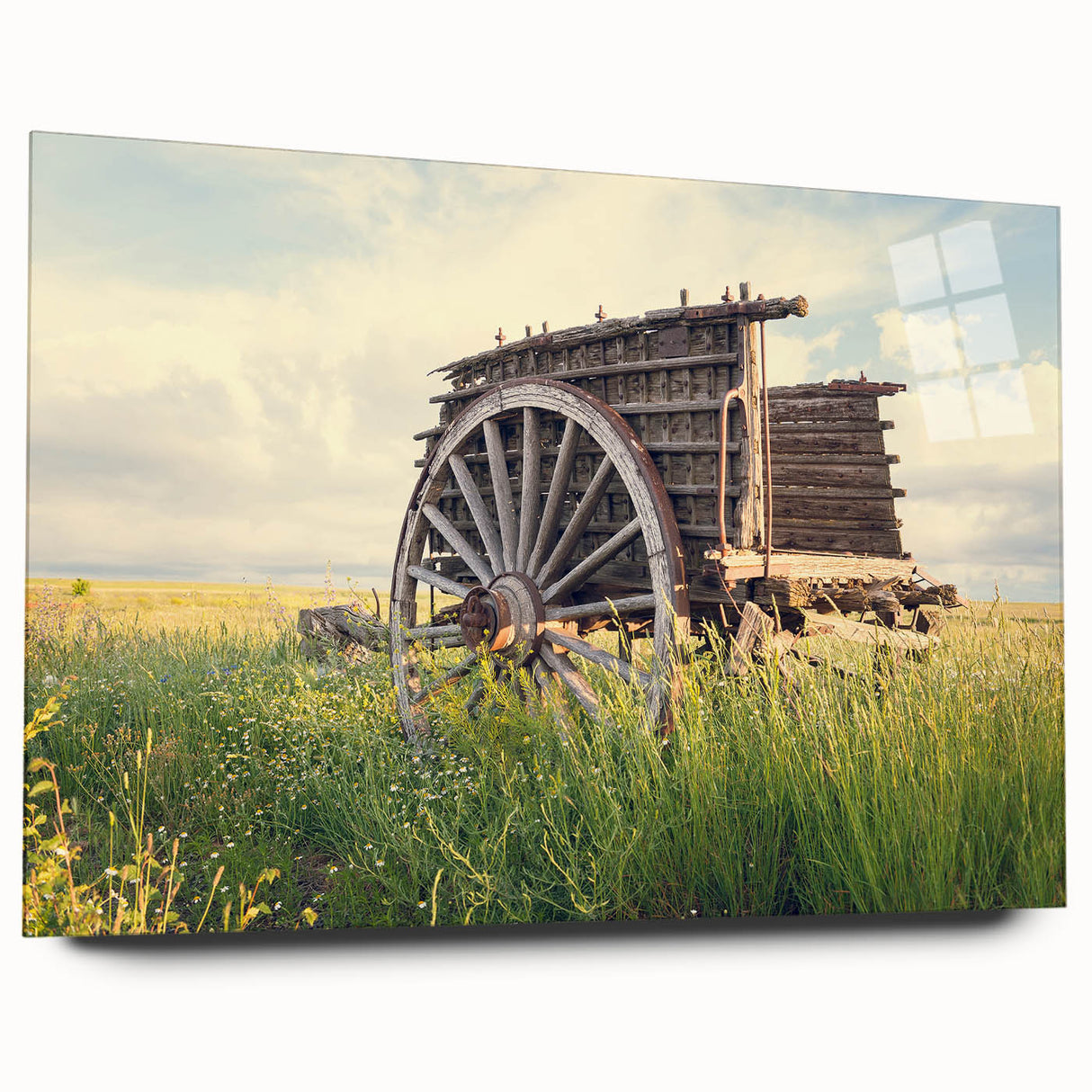 Large abstract wall art on acrylic glass featuring a blend of muted grays and blues.