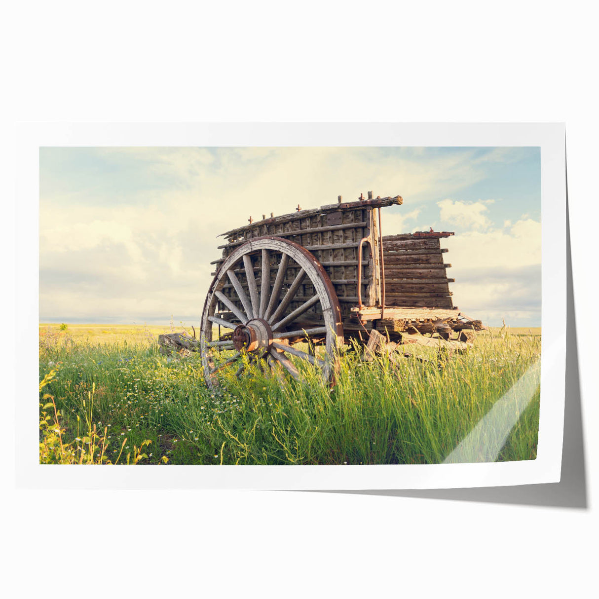 Extra large rolled print of a derelict building in muted gray tones, suitable as art wall dining room decor.