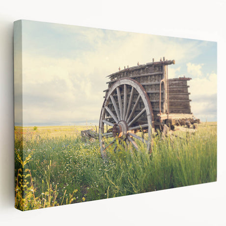 Side view of a large stretched canvas featuring a grayscale derelict architectural design, ideal for kitchen wall art.