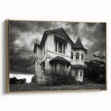 Framed canvas depicting a vintage black and gold landscape painting, ideal for bedroom wall art.