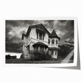 Extra large rolled print of a derelict building in muted gray tones, ideal for art wall dining room.