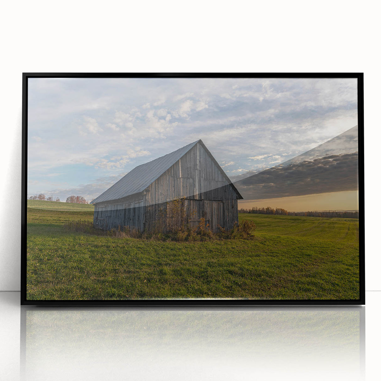 Large abstract wall art featuring a mid-century modernist design in muted earth tones on a framed acrylic panel.