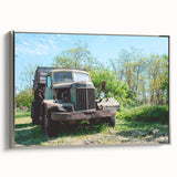 Framed canvas featuring a black and colorful vintage landscape art painting, ideal for adding character to office spaces.