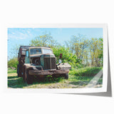 Extra large rolled print depicting a derelict building in muted gray tones, suitable as art wall for dining room.