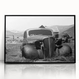 Large abstract wall art featuring geometric patterns in black and white, framed in black acrylic.