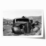 Extra large rolled print featuring a derelict building in muted gray tones, ideal for art wall dining room.