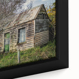 Extra large black wall art featuring a close-up of colorful, textured architectural design on framed canvas.
