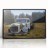 Large acrylic print of a mid-century modernist derelict building in muted gray and black, ideal for modern art wall decor.