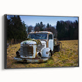 Black and white framed canvas depicting a vintage landscape scene, ideal for bedroom wall decor.