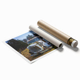 Extra large rolled print featuring a faded floral design in muted earth tones, suitable for classy bathroom wall art.