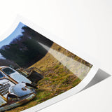 Extra large rolled print featuring line art flowers in black and white, ideal for large living room wall art.