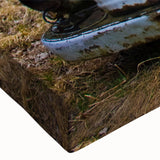 Black and white landscape art painting on stretched canvas, featuring a derelict building, ideal for bedroom wall art.