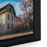 Framed canvas depicting a black and white vintage landscape painting, ideal for bedroom wall art.