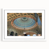 Abstract art print featuring geometric domes in muted gray, ideal for modern bedroom or dining room decor.