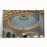 Black and white photo of architectural domes on stretched canvas, ideal for kitchen wall art.