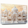 Acrylic print of large abstract wall art featuring architectural domes in muted earth tones.
