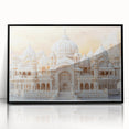 Large abstract wall art featuring overlapping geometric domes in muted earth tones, framed in black acrylic.