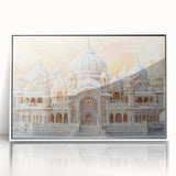 Art deco poster featuring symmetrical domes in monochrome, acrylic framed, ideal for modern nursery wall art.