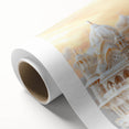 Art Deco style poster featuring symmetrical dome architecture in muted beige and cream, ideal for nursery wall art.