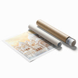 Extra large rolled print featuring floral art with muted earth tones, ideal for classy bathroom wall art.