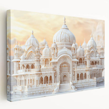 Large art featuring a series of architectural domes in muted earth tones on stretched canvas, suitable for kitchen wall art.