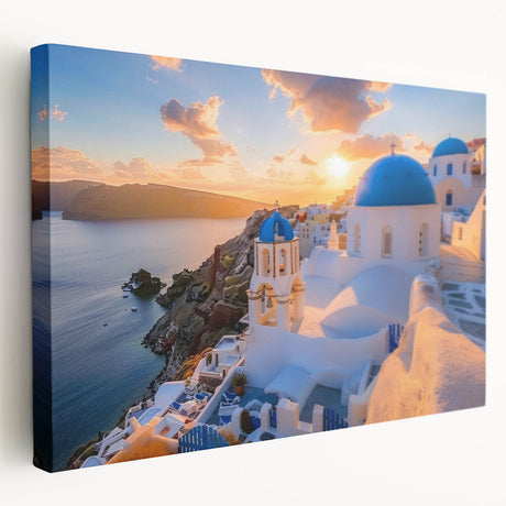 Large art depicting a series of architectural domes in muted beige tones on stretched canvas.