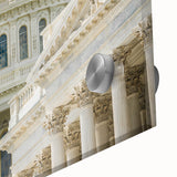 Large abstract wall art featuring mid-century modernist domes in muted earth tones on acrylic glass.