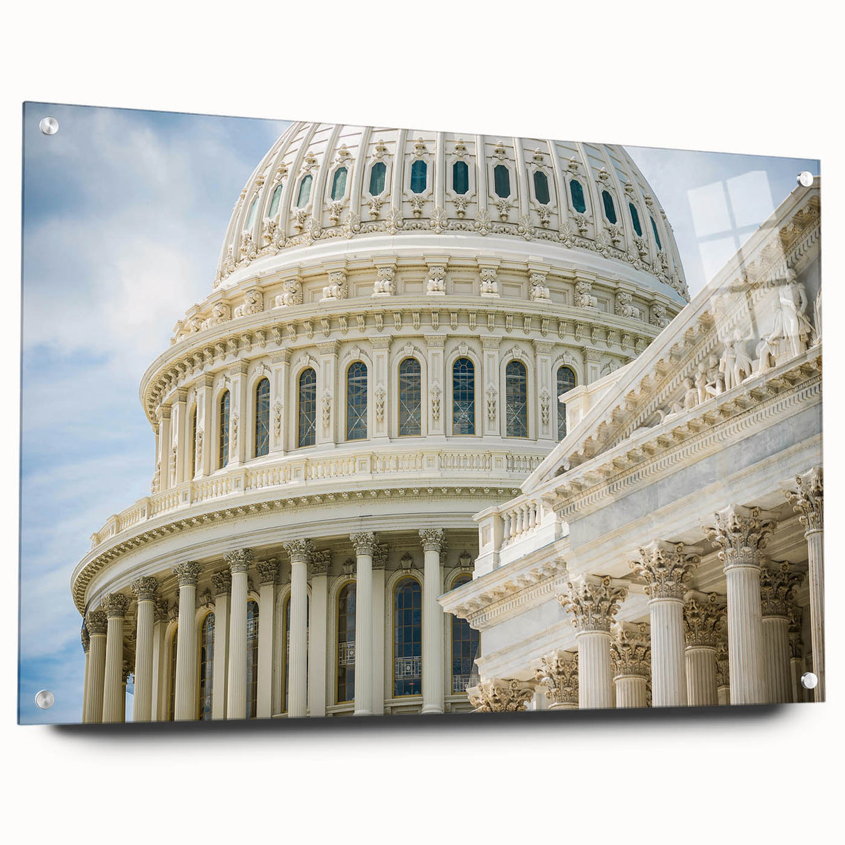 Large abstract wall art featuring architectural domes in muted gray, acrylic print, suitable for dining or bedroom decor.