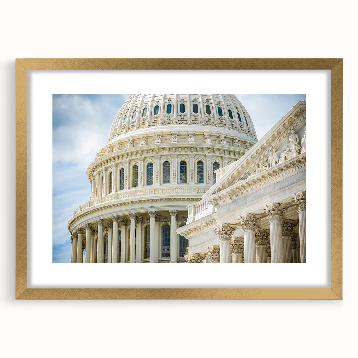 Extra large abstract art print featuring textured domes in muted gold and gray tones on a framed canvas.