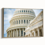 Framed canvas featuring vintage poster art of architectural domes in black and gold, ideal for bedroom wall decor.