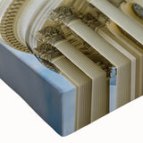 Black and white landscape art painting on stretched canvas featuring architectural domes, ideal for bedroom wall art.